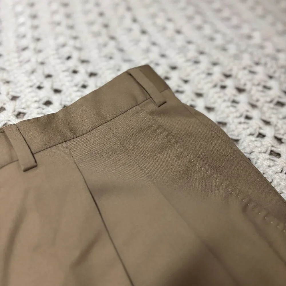 Ermenegildo Zegna Men's Wool Tan Brown Dress Pants Pleated Front Sz 36R‎ 36x32